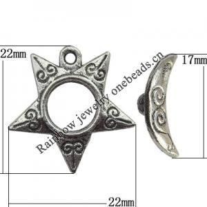 Clasp Zinc Alloy Jewelry Findings Lead-free, Loop:22x22mm, Bar:17x8mm Big Hole:1.5mm Small Hole:1mm, Sold by Bag