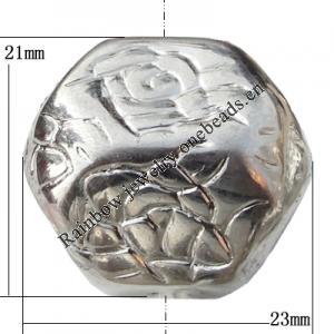 Jewelry findings, CCB plastic Beads platina plated, Polyhedron 21x23mm Hole:3mm, Sold by Bag