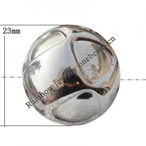 Jewelry findings, CCB plastic Beads platina plated, Round 23x23mm Hole:3mm, Sold by Bag