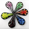 Inner Flower lampwork Pendant, Leaf 32x65x14mm Hole:About 10mm, Sold by PC