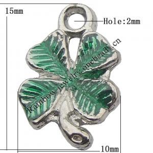 Pendant Zinc Alloy Enamel Jewelry Findings Lead-free, 15x10mm Hole:2mm, Sold by Bag