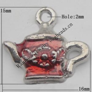 Pendant Zinc Alloy Enamel Jewelry Findings Lead-free, 15x16mm Hole:2mm, Sold by Bag