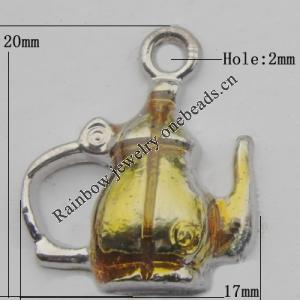 Pendant Zinc Alloy Enamel Jewelry Findings Lead-free, 20x17mm Hole:2mm, Sold by Bag