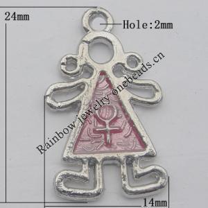 Pendant Zinc Alloy Enamel Jewelry Findings Lead-free, 24x14mm Hole:2mm, Sold by Bag