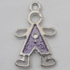 Pendant Zinc Alloy Enamel Jewelry Findings Lead-free, 24x14mm Hole:2mm, Sold by Bag