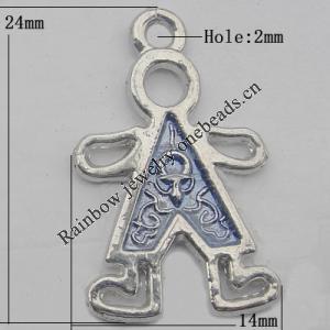 Pendant Zinc Alloy Enamel Jewelry Findings Lead-free, 24x14mm Hole:2mm, Sold by Bag