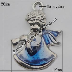 Pendant Zinc Alloy Enamel Jewelry Findings Lead-free, 26x19mm Hole:2mm, Sold by Bag