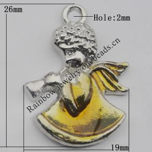 Pendant Zinc Alloy Enamel Jewelry Findings Lead-free, 26x19mm Hole:2mm, Sold by Bag