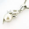 Sterling Silver Pendant/Charm with Pearl, 20x7mm, Sold by PC