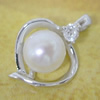 Sterling Silver Pendant/Charm with Pearl, 17.21x11.79mm, Sold by PC
