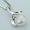 Sterling Silver Pendant/Charm with Pearl, 17.87x10.96mm, Sold by PC