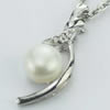 Sterling Silver Pendant/Charm with Pearl, 22.21x8.54mm, Sold by PC