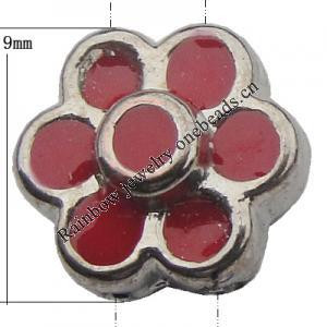 Connector Zinc Alloy Enamel Jewelry Findings Lead-free, Flower 9mm Hole:0.5mm, Sold by Bag