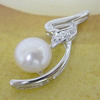 Sterling Silver Pendant/Charm with Pearl, 20x10mm, Sold by PC