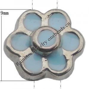 Connector Zinc Alloy Enamel Jewelry Findings Lead-free, Flower 9mm Hole:0.5mm, Sold by Bag