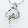 Sterling Silver Pendant/Charm with Pearl, 22x13mm, Sold by PC