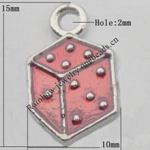 Pendant Zinc Alloy Enamel Jewelry Findings Lead-free, 15x10mm Hole:2mm, Sold by Bag