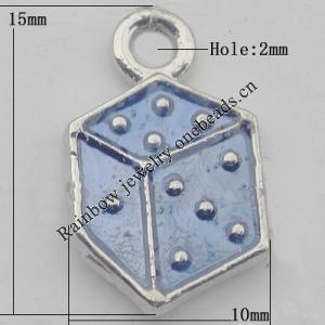 Pendant Zinc Alloy Enamel Jewelry Findings Lead-free, 15x10mm Hole:2mm, Sold by Bag