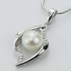 Sterling Silver Pendant/Charm with Pearl, 23.84x12.5mm, Sold by PC