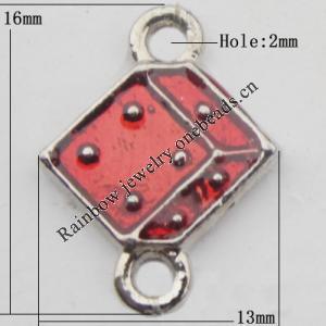 Connector Zinc Alloy Enamel Jewelry Findings Lead-free, 16x13mm Hole:2mm, Sold by Bag