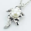 Sterling Silver Pendant/Charm with Pearl, 24.5x15mm, Sold by PC