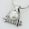 Sterling Silver Pendant/Charm with Pearl, 18x15.5mm, Sold by PC