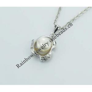 Sterling Silver Pendant/Charm with Pearl, 20.79x12.65mm, Sold by PC