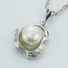 Sterling Silver Pendant/Charm with Pearl, 20.79x12.65mm, Sold by PC