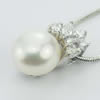 Sterling Silver Pendant/Charm with Pearl, 16x9mm, Sold by PC