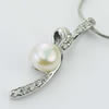 Sterling Silver Pendant/Charm with Pearl, 26x7mm, Sold by PC