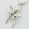 Sterling Silver Pendant/Charm with Pearl, 51x27mm, Sold by PC