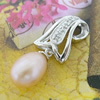 Sterling Silver Pendant/Charm with Pearl, 25x9.70mm, Sold by PC