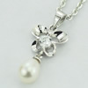 Sterling Silver Pendant/Charm with Pearl, 23x11mm, Sold by PC