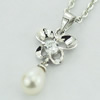 Sterling Silver Pendant/Charm with Pearl, 23x11mm, Sold by PC