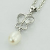 Sterling Silver Pendant/Charm with Pearl, 23x12mm, Sold by PC