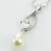 Sterling Silver Pendant/Charm with Pearl, 23x11mm, Sold by PC
