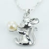 Sterling Silver Pendant/Charm with Pearl, 20x18mm, Sold by PC