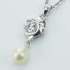 Sterling Silver Pendant/Charm with Pearl, 27x9.5mm, Sold by PC