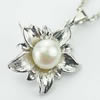 Sterling Silver Pendant/Charm with Pearl, 21x16.5mm, Sold by PC