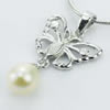 Sterling Silver Pendant/Charm with Pearl, 23x11mm, Sold by PC
