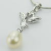 Sterling Silver Pendant/Charm with Pearl, 30x12mm, Sold by PC