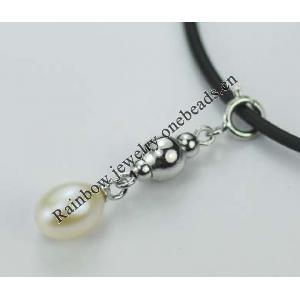 Sterling Silver Pendant/Charm with Pearl, 29x6mm, Sold by PC