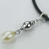 Sterling Silver Pendant/Charm with Pearl, 29x6mm, Sold by PC