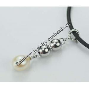 Sterling Silver Pendant/Charm with Pearl, 30x6mm, Sold by PC
