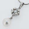 Sterling Silver Pendant/Charm with Pearl, 26x6.5mm, Sold by PC