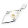 Sterling Silver Pendant/Charm with Pearl, 29x13mm, Sold by PC
