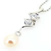 Sterling Silver Pendant/Charm with Pearl, 29x6.2mm, Sold by PC