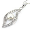 Sterling Silver Pendant/Charm with Pearl, 33x11mm, Sold by PC