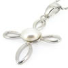 Sterling Silver Pendant/Charm with Pearl, 28x17.5mm, Sold by PC