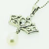 Sterling Silver Pendant/Charm with Pearl, 28x20mm, Sold by PC